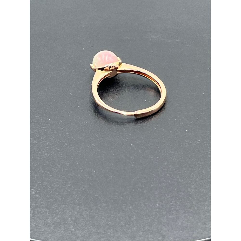 Rose Gold-plated 925 Natural Jadeite Round Ball Gemstone Adjustable Ring Sz 8.75 - Picture 8 of 10